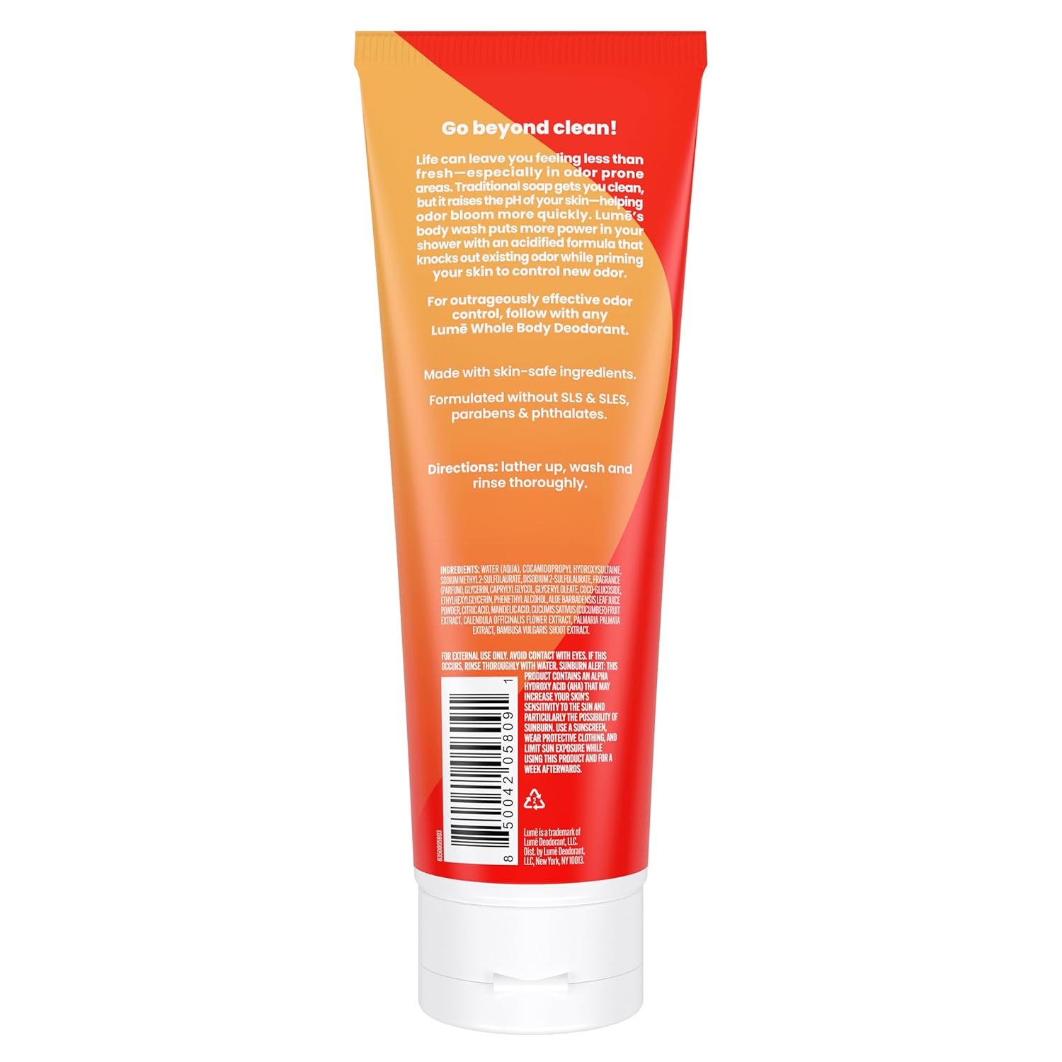 Lume Acidified Body Wash - 24 Hour Odor Control - Removes Odor Better than Soap - Moisturizing Formula